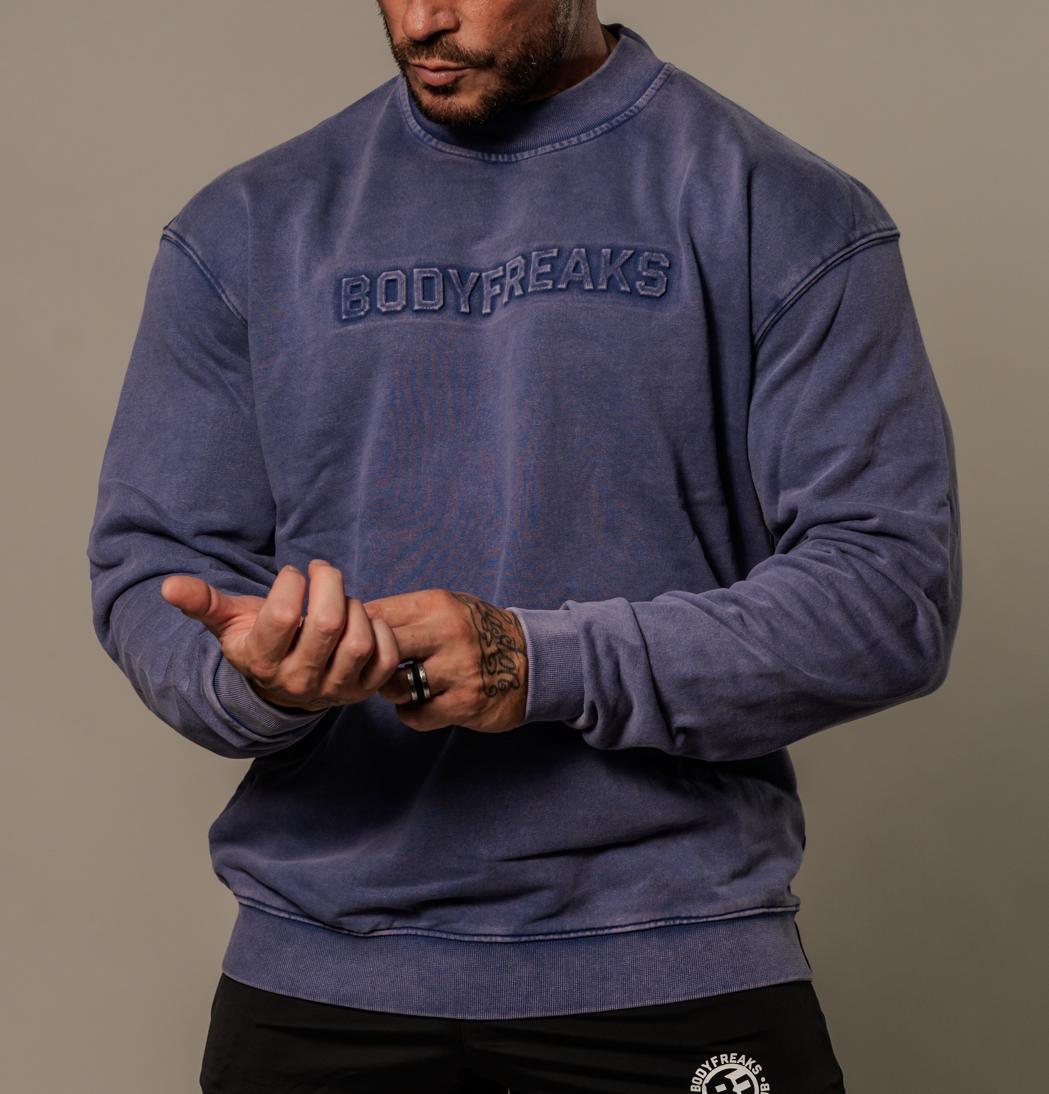 BF Athlete Club Embossed Sweater - Stonewash Violet Blue [bulk-run-1:BF Athlete Club Embossed Sweater - Stonewash Violet Blue Shortlist]