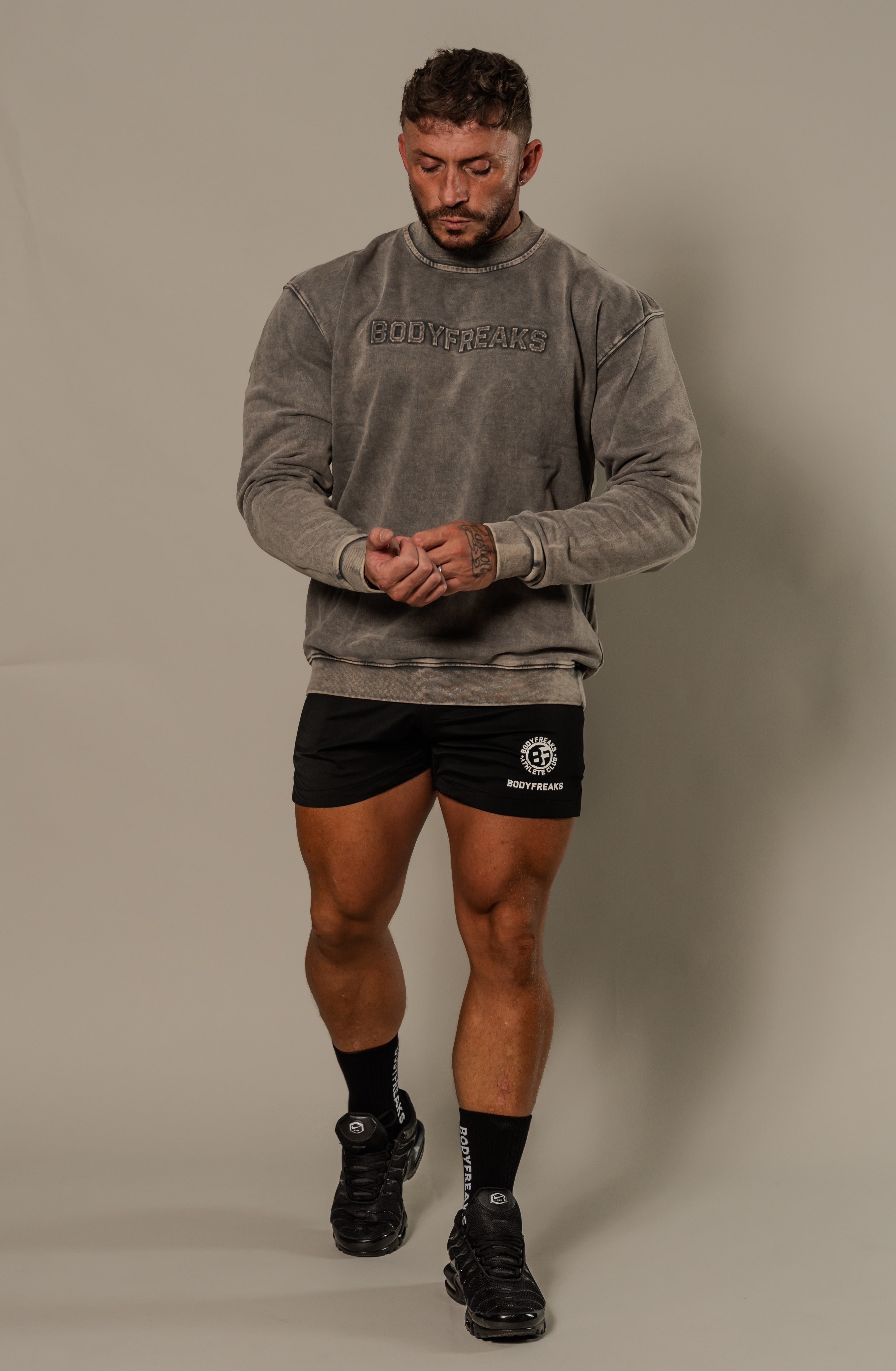 BF Athlete Club Embossed Sweater - Stonewash Slate Grey [bulk-run-1:BF Athlete Club Embossed Sweater - Stonewash Slate Grey Shortlist]