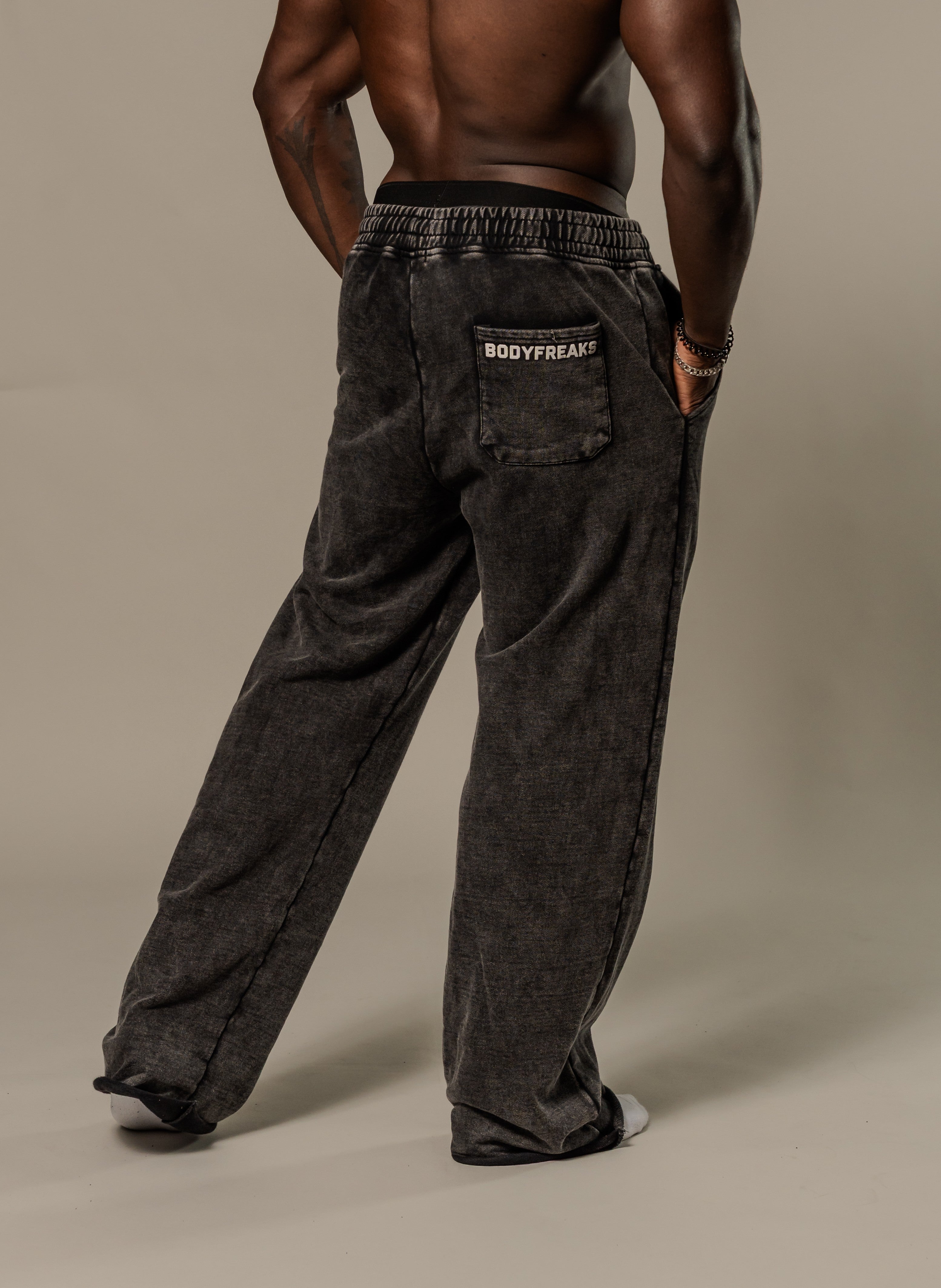BF Dedicated 365 Oversized Stone Wash Joggers - Jet Black
