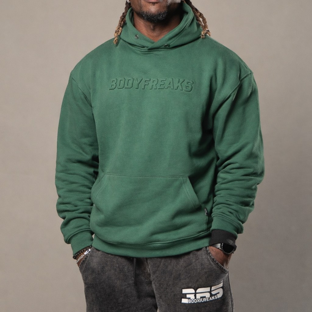 Embossed Athl Club Essential Hoodie - FOREST GREEN